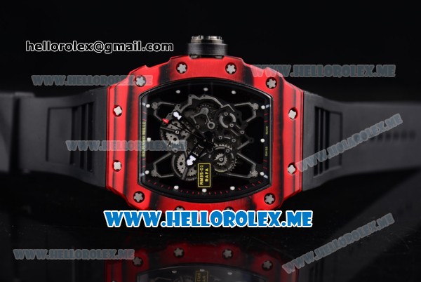 Richard Mille RM 35-01 RAFA Miyota 9015 Automatic PVD Case with Skeleton Dial and Dot Markers Black Rubber Strap - Click Image to Close